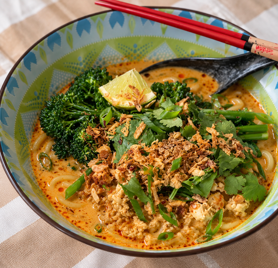 Spicy Coconut Chicken Noodle Bowls