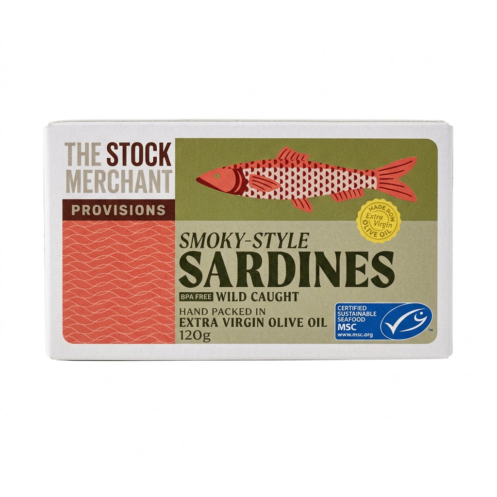 Smoky Style Sardines in EV Olive Oil (The Stock Merchant) 120g