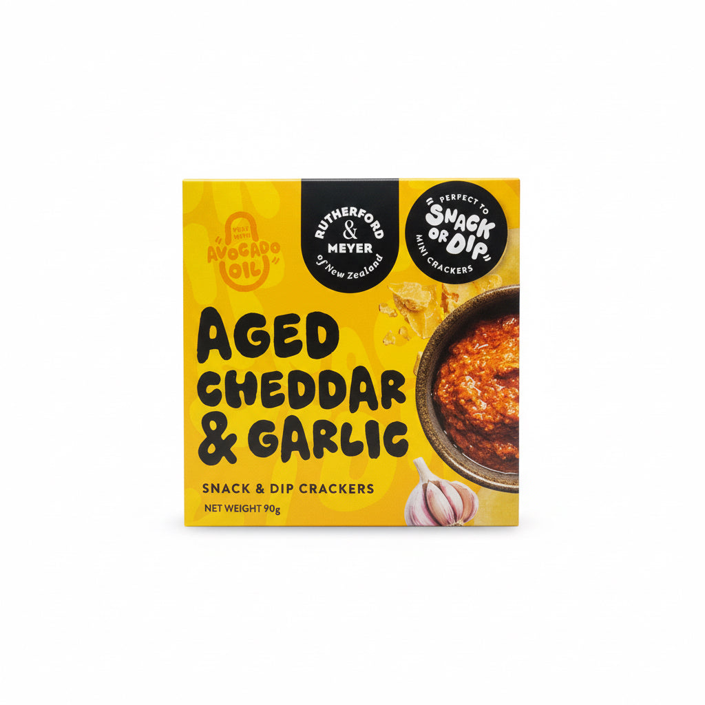 Crackers - Aged Cheddar & Garlic  90g (R&M)