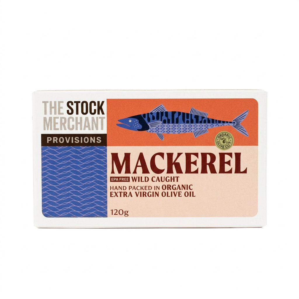 Mackerel in Organic EV Olive Oil (The Stock Merchant) 120g