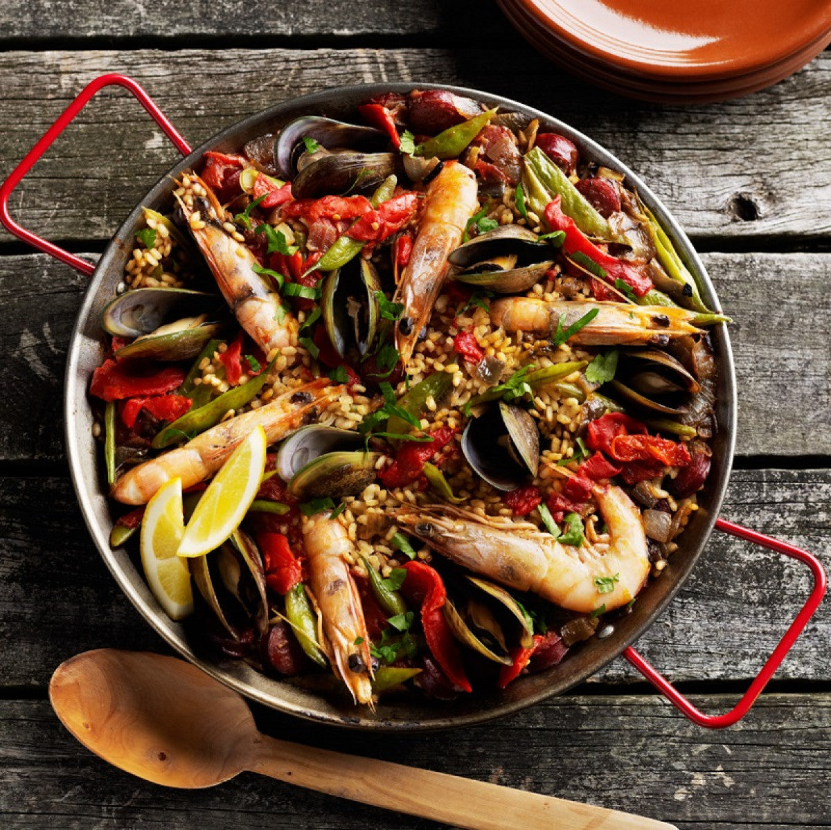 Spanish Paella Pan Polished Steel