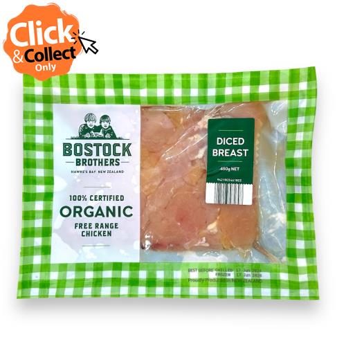 Chicken Breast Diced Organic (Bostock) 450g