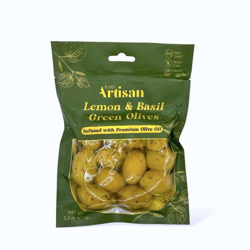 Green Olives with Lemon & Basil (Kiwi Artisan) 150g