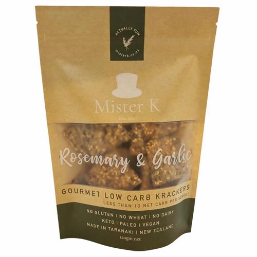 Rosemary & Garlic Crackers (Mister K) 120gm